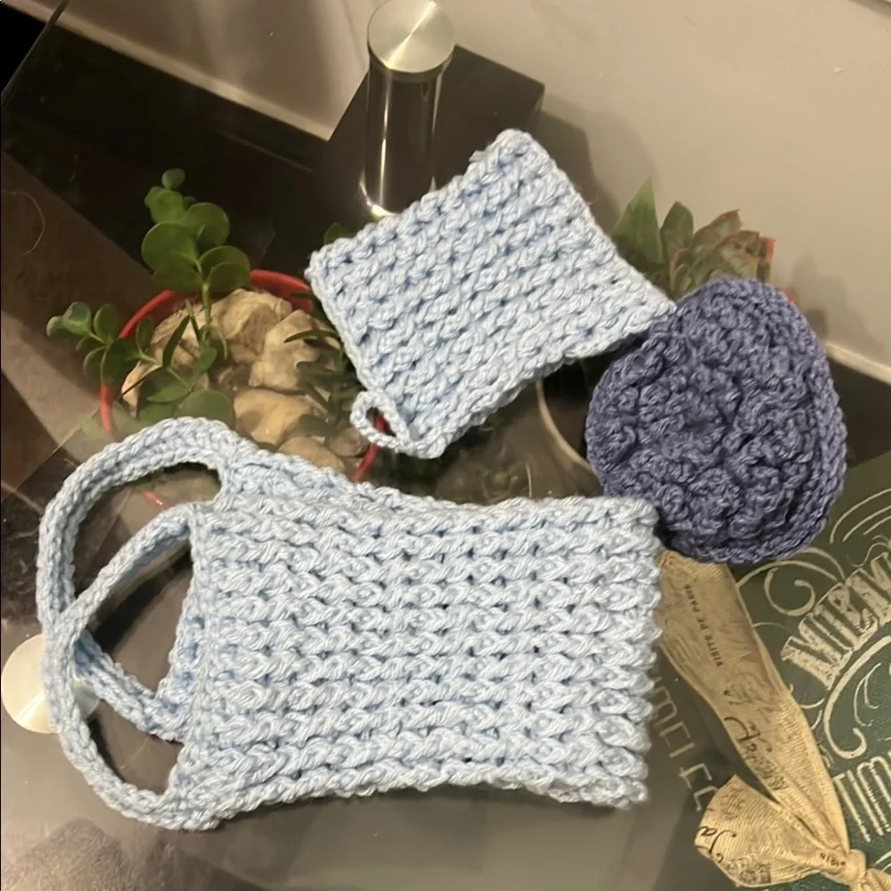 Handmade Blue Wash Cloths Home bath